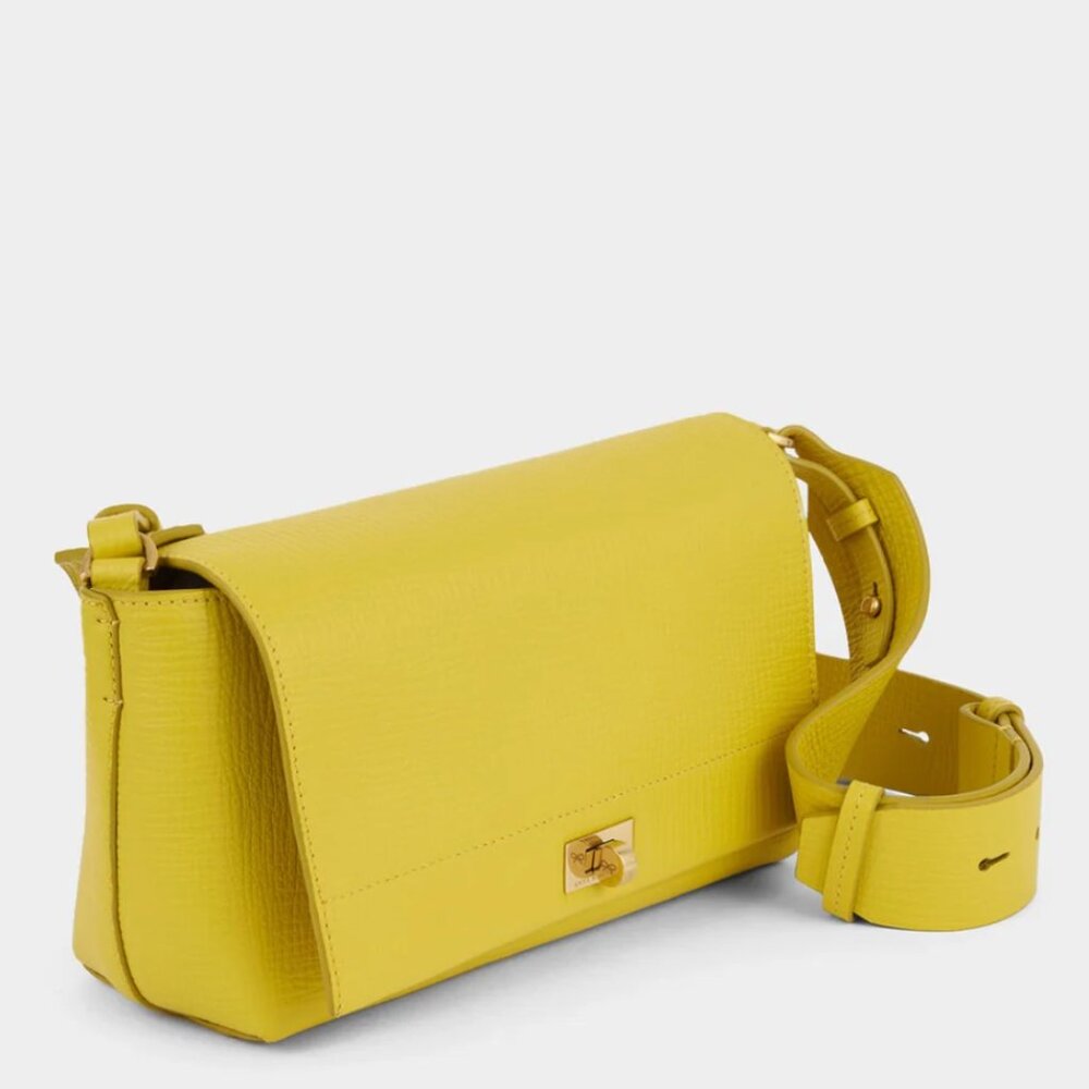 Anya Hindmarch Mortimer Cross-body Crosshatch Calf Leather in Taxi Yellow, NWT - Picture 11 of 14